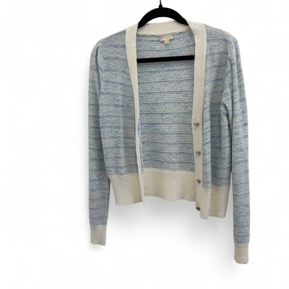 NWOT Women's Hem & Thread Blue and Cream Cardigan Sweater size medium - Picture 1 of 1